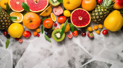 banner mockup with exotic fruits