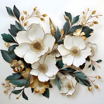 White background with gold frame and aesthetic color. AI Generative