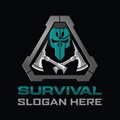 Tactical Survival Skull logo design Template
