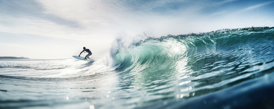 surfing on the waves