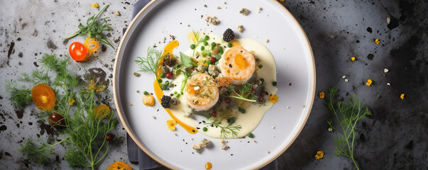 molecular gastronomy dish top view