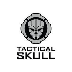 Military Skull Logo. Skull tactical circle logo design