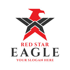 Eagle Logo. Red Eagle Star logo design illustration template