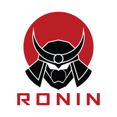 Samurai Logo. Ronin samurai circle logo design icon