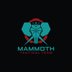 Elephant Logo. Mammoth Elephant Tactical Target logo in Circle vector template for military tactical armory logo design