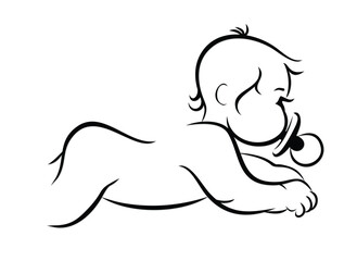 The sketch of a newborn baby.
