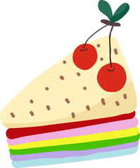 Rainbow cake icon topped with cherries