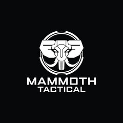 Elephant Logo. Elephant mammoth Tactical Black and White logo vector template for military tactical armory logo design