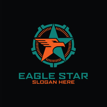 Eagle Logo Design. Eagle Star Badge Tactical Military logo design Template
