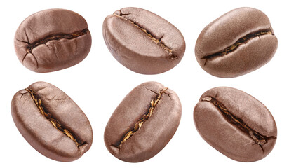 Set of delicious coffee beans cut out