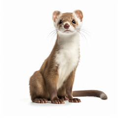 Fototapeta premium オコジョ 白背景 AI生成画像 ジェネレーティブAI