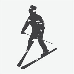 Graceful Movements on the Slopes, Dynamic Silhouettes of a Male Skier Skiing