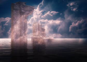 Flooded ancient ruins