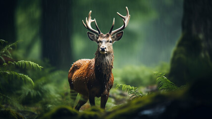 Photo background of wildlife in rainy forest