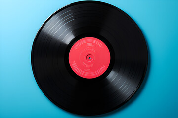 vinyl record isolated on blue
