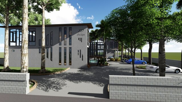 3d rendering of modern house design exterior