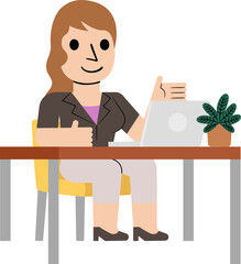Working Woman Flat Illustration