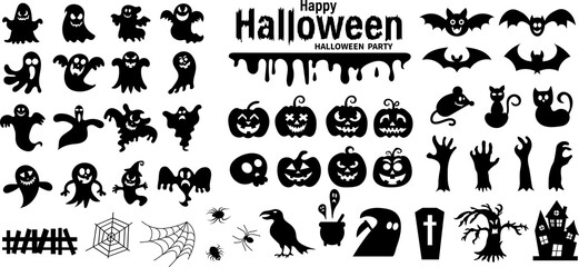 Set of silhouettes of Halloween 