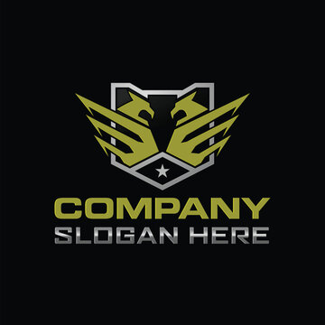 Eagle Logo. Double Eagle Badge tactical Military logo design Template