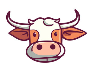 Cute cartoon bull mascot farm animal