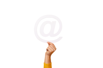 email sign in hand isolated on transparent background