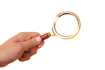 magnifier in hand isolated on transparent background