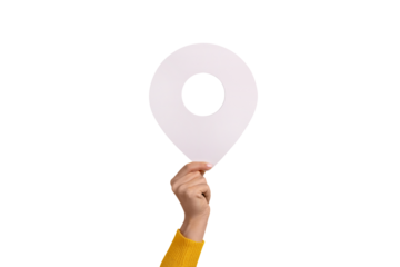 map pointer 3d pin in hand isolated on transparent background