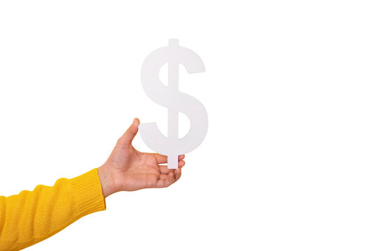 hand holding dollar symbol isolated on transparent background