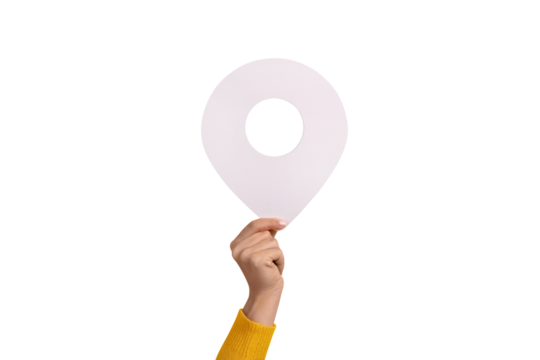 map pointer 3d pin in hand isolated on transparent background