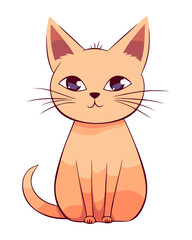 Cute kitten sitting, looking cheerful and playful