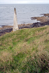 Fototapeta premium Beacon between Ferryden and Scurdie Ness - Montrose - Angus - Scotland - UK