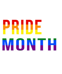 Celebrating pride month with a heart. Rainbow bright banner for billboards and T-shirts, can be used as a seal for caps and masks. Isolated on a white background