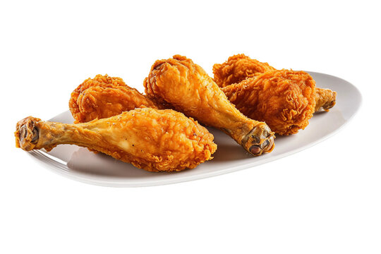 A platter of golden fried chicken drumsticks. isolated object, transparent background
