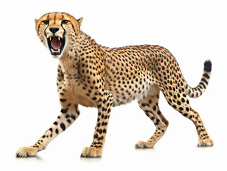 チーター　白背景　AI生成画像　ジェネレーティブAI
