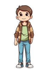 Smiling boy character in jeans