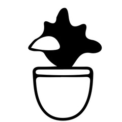 cute plant pots, outline vector illustration