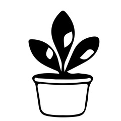 cute plant pots, outline vector illustration