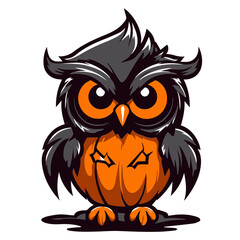 Halloween Owl,bat, outline vector illustration