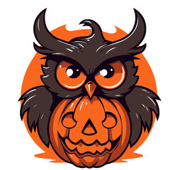 Halloween Owl,bat, outline vector illustration