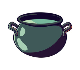 Boiling cauldron brews spooky potion soup