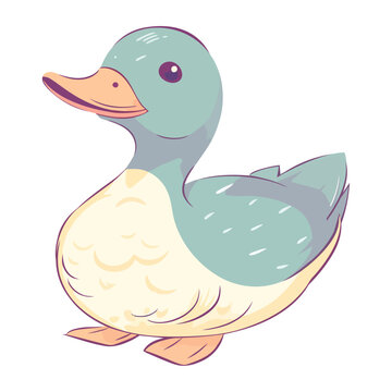 Cute duckling quacking on white background vector