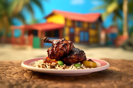 A Serving Of Jamaican Jerk Chicken