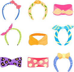 headband women set cartoon. fashion young, style girl, adult beauty headband women sign. isolated symbol vector illustration