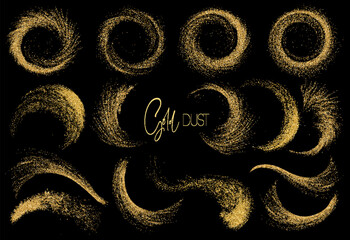 Set of Abstract shiny gold glitter design element. For New Year, Merry Christmas greeting card design - 621454197