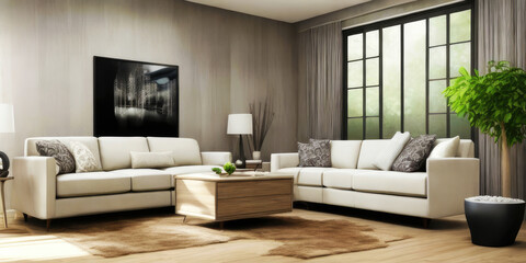 Mockup frame home sofa interior style modern,Generative AI.