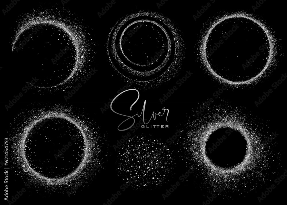Poster set of abstract shiny gold glitter design element. for new year, merry christmas greeting card desig