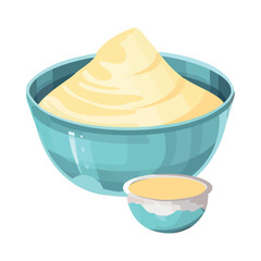 Gourmet meal in blue crockery