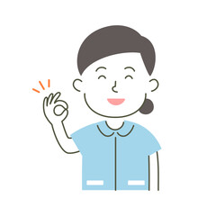 woman, nurse, medical care, ok, good, simple, simple substance, human, illustration, vector, smile, advice
