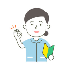 woman, nurse, medical care, beginner, inexperienced, ok, good, simple, simple substance, human, illustration, vector, smile, advice