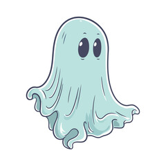 Cute cartoon halloween ghost icon